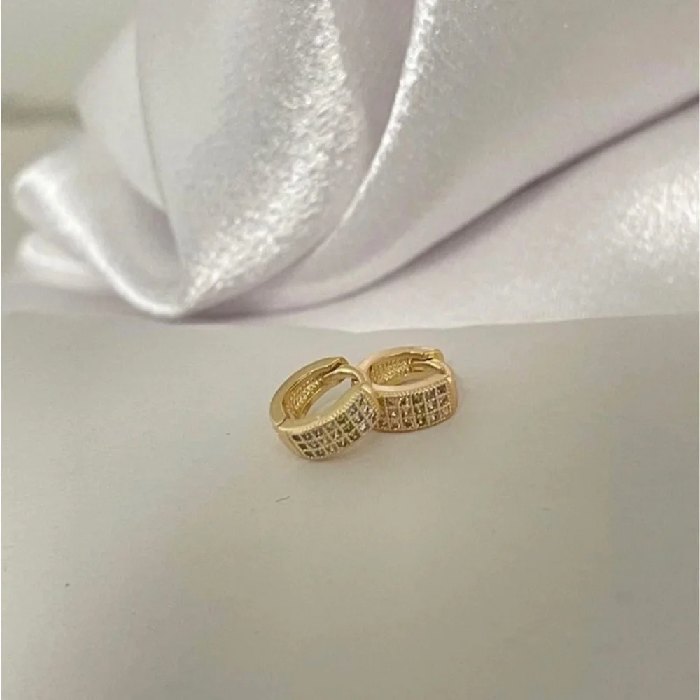 Kids Gold Pave Huggie Earrings with Sparkling Stones